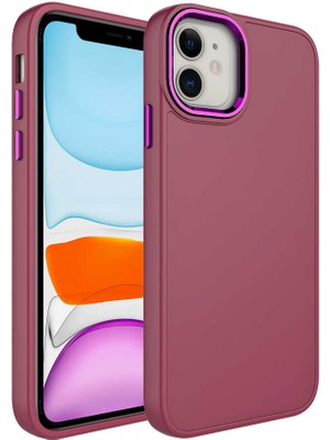 Cep Case Apple iPhone 11 Kılıf Metal Kamera Çerçeve Metal Buton Orjinal Kalıp Silikon Kapak