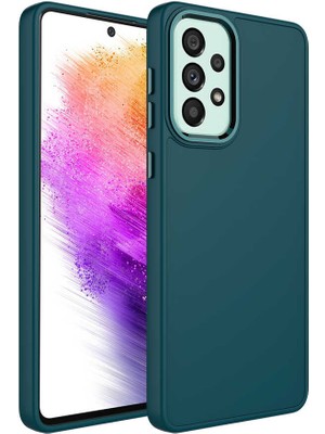 Cep Case Samsung Galaxy A52 Kılıf Metal Kamera Çerçeve Metal Buton Orjinal Kalıp Silikon Kapak