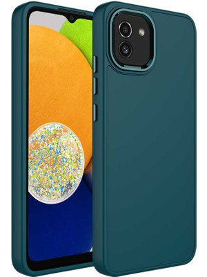 Cep Case Samsung Galaxy A03 Kılıf Metal Kamera Çerçeve Metal Buton Orjinal Kalıp Silikon Kapak