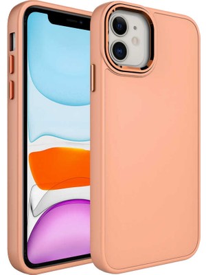 Cep Case Apple iPhone 11 Kılıf Metal Kamera Çerçeve Metal Buton Orjinal Kalıp Silikon Kapak