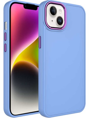 Cep Case Apple  iPhone 14 Plus Kılıf Metal Kamera Çerçeve Metal Buton Orjinal Kalıp Silikon Kapak