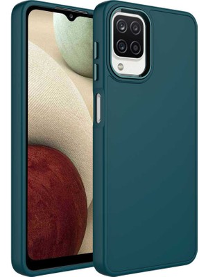 Cep Case Samsung Galaxy M12 Kılıf Metal Kamera Çerçeve Metal Buton Orjinal Kalıp Silikon Kapak