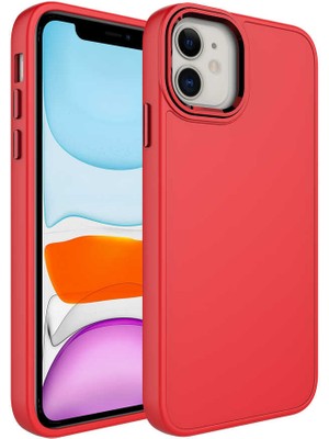 Cep Case Apple iPhone 11 Kılıf Metal Kamera Çerçeve Metal Buton Orjinal Kalıp Silikon Kapak
