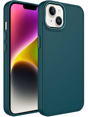 Cep Case Apple  iPhone 14 Kılıf Metal Kamera Çerçeve Metal Buton Orjinal Kalıp Silikon Kapak