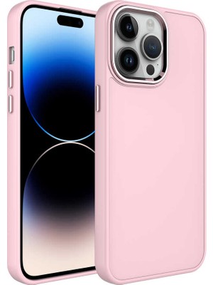 Cep Case Apple  iPhone 14 Pro Kılıf Metal Kamera Çerçeve Metal Buton Orjinal Kalıp Silikon Kapak