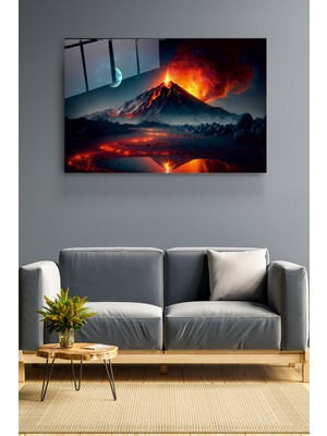 Hinora Yanardağ Patlaması Cam Tablo, Dekoratif Cam Tablo