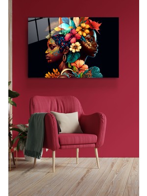 Hinora Afrikalı Kadınlar Cam Tablo, Dekoratif Cam Tablo