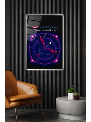 Hinora LED Aydınlatmalı Sagittarius Cam Tablo, Işıklı Cam Tablo