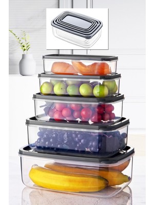 Nandy Home 5'Li Set Embox Dikdörtgen Erzak, Gıda Saklama Kabı