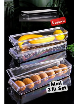 Nandy Home Kapaklı Mini New Clear Buzdolabı & Dolap Içi Düzenleyici Organizer 3 Adet