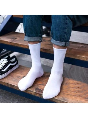 B&D Socks Erkek 4'lü Paket Beyaz Tenis Spor Çorabı