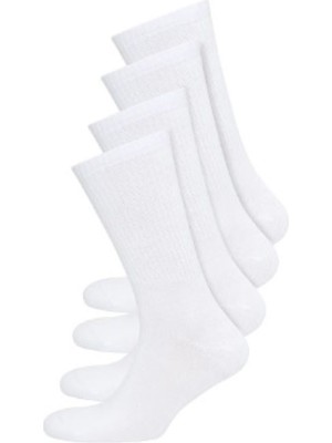 B&D Socks Erkek 4'lü Paket Beyaz Tenis Spor Çorabı