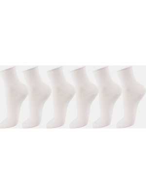 B&D Socks B&d 6'lı Beyaz Lastiksiz Roll-Top Kadın Soket Çorap