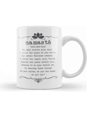 Baskı Dükkanı Namaste Yazı Meditasyon 01 Kupa Bardak Porselen