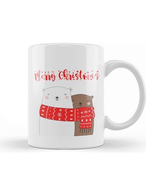 Baskı Dükkanı Yılbaşı Yeni Yıl Konseptli Noel Merry Christmas Kupa Bardak Porselen