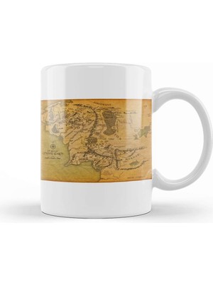 Baskı Dükkanı Yüzüklerin Efendisi Haritası Kupa Bardak Porselen