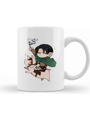 Baskı Dükkanı Attack On Titan Chibi Levi 1 Kupa Bardak Porselen