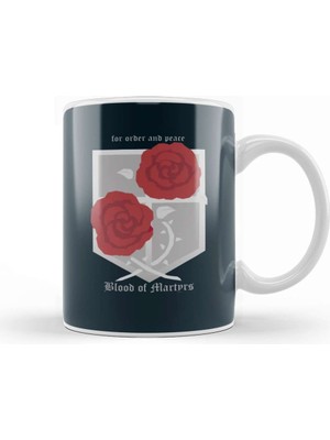 Baskı Dükkanı Attack On Titan Garrison Logo Kupa Bardak Porselen