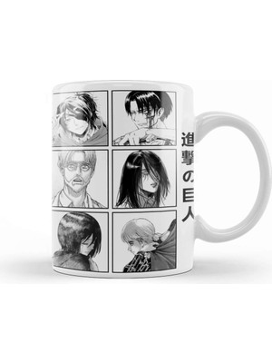 Baskı Dükkanı Attack On Titan Characters For White Kupa Bardak Porselen