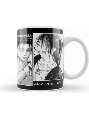 Baskı Dükkanı Eren Jaeger Attack On Titan Kupa Bardak Porselen