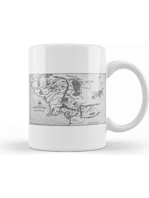 Baskı Dükkanı Yüzüklerin Efendisi Haritası Kupa Bardak Porselen