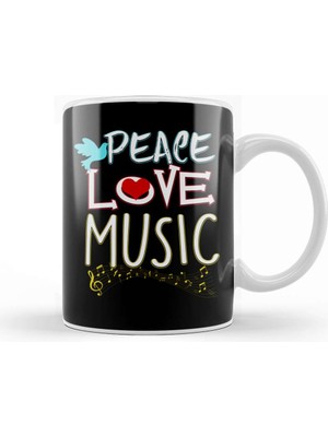 Baskı Dükkanı Cute Peace Love Music Hippie Hipster Festival Kupa Bardak Porselen