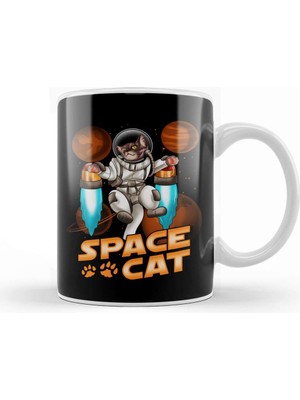 Baskı Dükkanı Cute Space Cat Adorable Kitty Astronaut Kupa Bardak Porselen