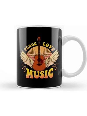 Baskı Dükkanı Cute Peace Love Music Hippie Hipster Festival Kupa Bardak Porselen