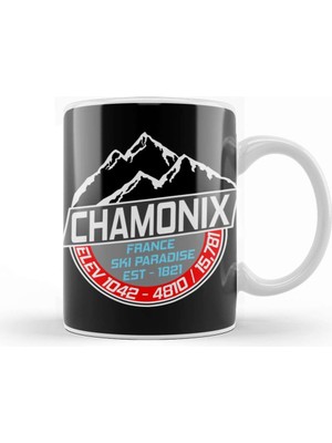 Baskı Dükkanı Ski Chamonix Mont Blanc Skiing Paradise Kupa Bardak Porselen