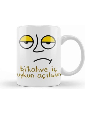 Baskı Dükkanı Bi Kahve Iç Uykun Açılsın Komik Kupa Bardak Porselen