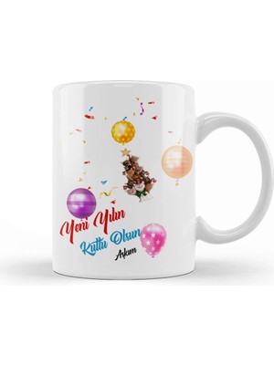 Baskı Dükkanı Yılbaşı Yeni Yıl Konseptli Mutlu Yıllar Hediye 03 Kupa Bardak Porselen