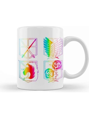 Baskı Dükkanı Attack On Titan Rainbow Kupa Bardak Porselen