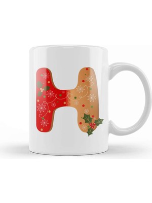 Baskı Dükkanı Yeni Yıl Yılbaşı Özel H Harfi Kupa Bardak Porselen