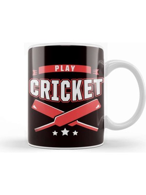 Baskı Dükkanı Play Cricket Player Coach Team Cricketer Wicket Ball Kupa Bardak Porselen