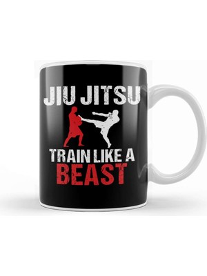 Baskı Dükkanı Train Like A Beast Bjj Jiu Jitsu Trainer & Coach Kupa Bardak Porselen