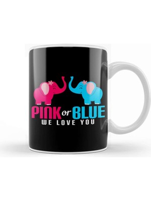 Baskı Dükkanı Adorable Pink Or Blue We Love You Baby Elephants Kupa Bardak Porselen