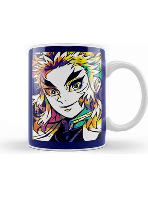 Baskı Dükkanı Rengoku Kyojuro Rengoku Demon Slayer Kupa Bardak Porselen