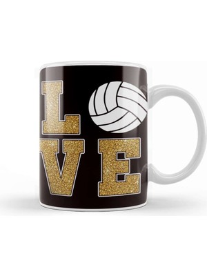 Baskı Dükkanı Love Volleyball Ball Sports Game Team Coach Training Athlete Kupa Bardak Porselen