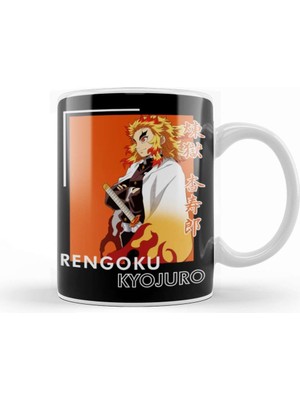 Baskı Dükkanı Demon Slayer Rengoku Kyojuro Kupa Bardak Porselen