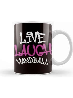 Baskı Dükkanı Live Handball Love Handballer Ball Sports Player Team Coach Kupa Bardak Porselen