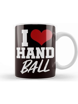 Baskı Dükkanı Love Handball Handballer Heart Ball Sports Team Coach Game Kupa Bardak Porselen