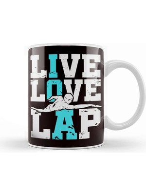 Baskı Dükkanı Live Swimming Pool Lap Love Swim Water Sports Swimmer Coach Kupa Bardak Porselen