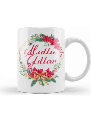 Baskı Dükkanı Yeni Yıl Hediyesi Mutlu Yıllar Kupa Bardak Porselen