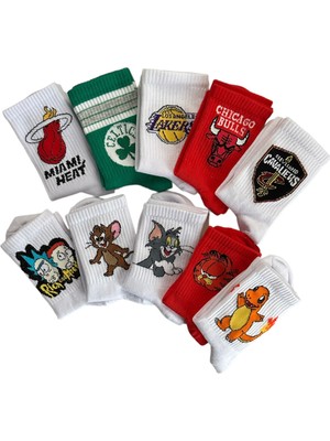 Çorap Dünyam 10'lu Seri  Basketbol Takim Temali Neşeli Kolej Tenis Çorap