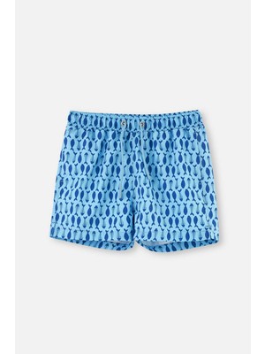 Dagi Turkuaz Kılçık Balık Des. Şort