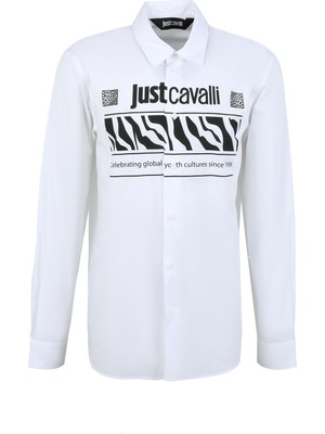 Just Cavalli Slim Fit Gömlek Yaka Beyaz Erkek Gömlek 74OBLYS3CN500003