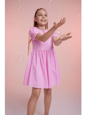 DeFacto Kız Çocuk Kısa Kollu Pamuklu Elbise Z6371A623SM