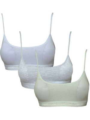 Özkal Group Pedli Ip Askılı Beyaz Gri ve Krem Büstiyer 3 Adet