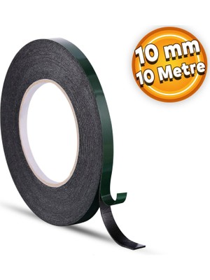 Badem10 Çift Taraflı Köpük Bant Eva Montaj Bandı Siyah 10 mm x 10 Metre