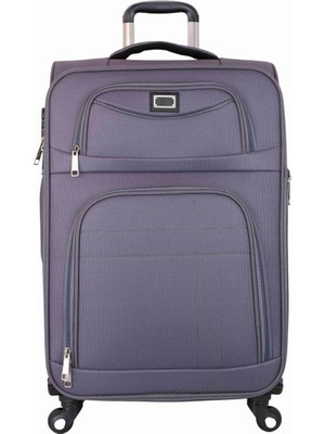 Bagacar Ultra Hafif Körüklü Kumaş Büyük Boy Valiz Gri